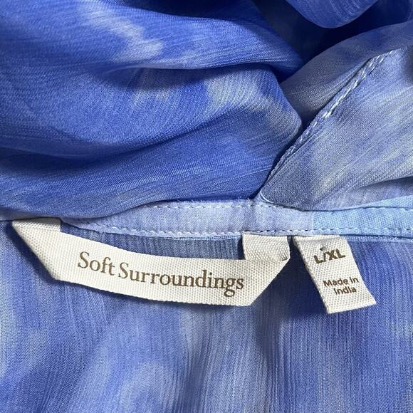 Soft Surroundings Origins Sheer Embroidered Kimono Top L/XL Blue Boho Artsy - Picture 6 of 7